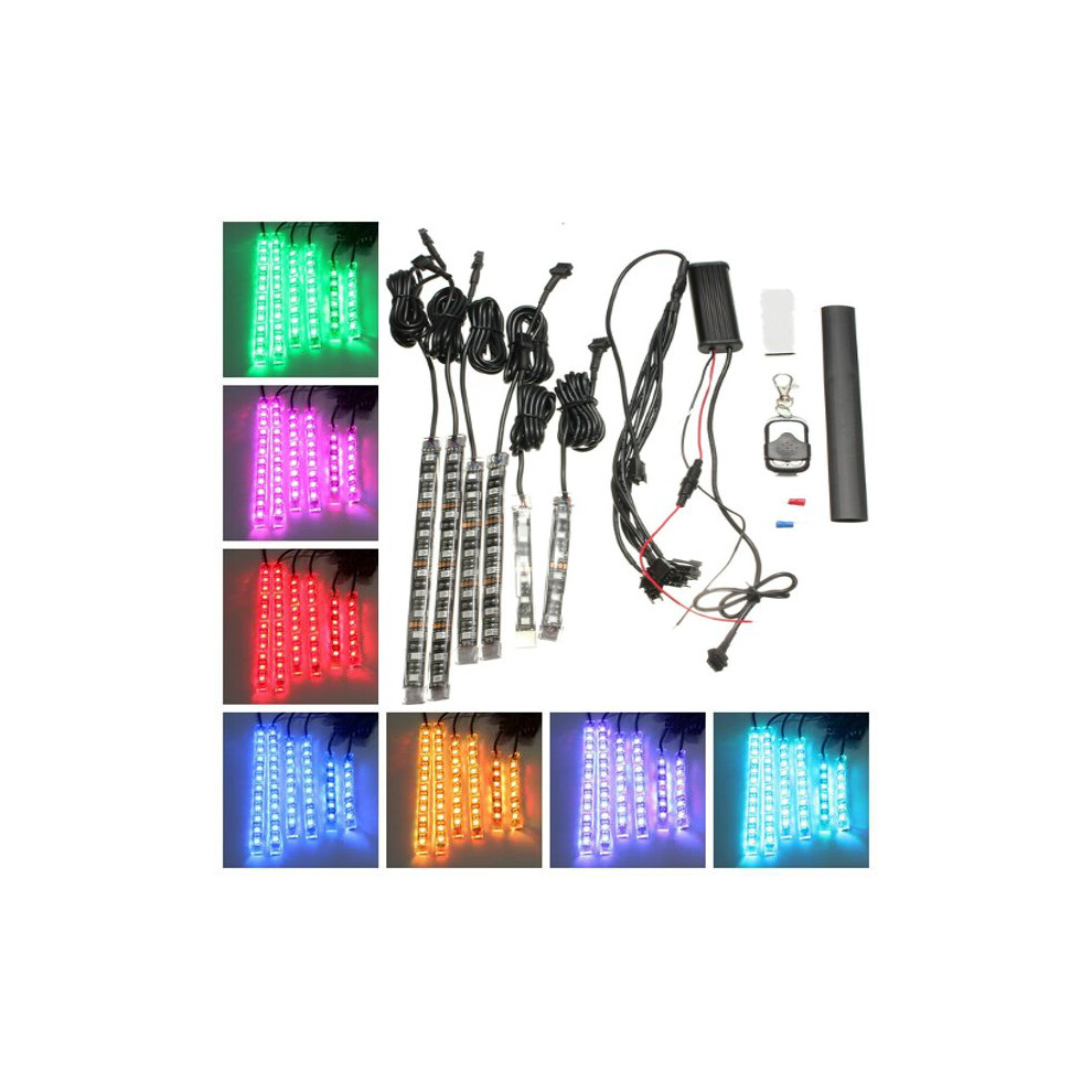 New 6Pcs Rgb Led Flexible Neon Strips For Motorcycle Auto Atv &Remote Controller Light 762179086475