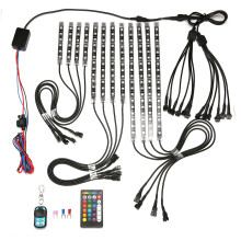 Neue AMBOTHER 12 V 12 Stück 18 Farben RGB LED Rock Effekt Licht Wasserdichtes Kit mit Sprachfernbedienung für Motorrad Fahrrad Auto