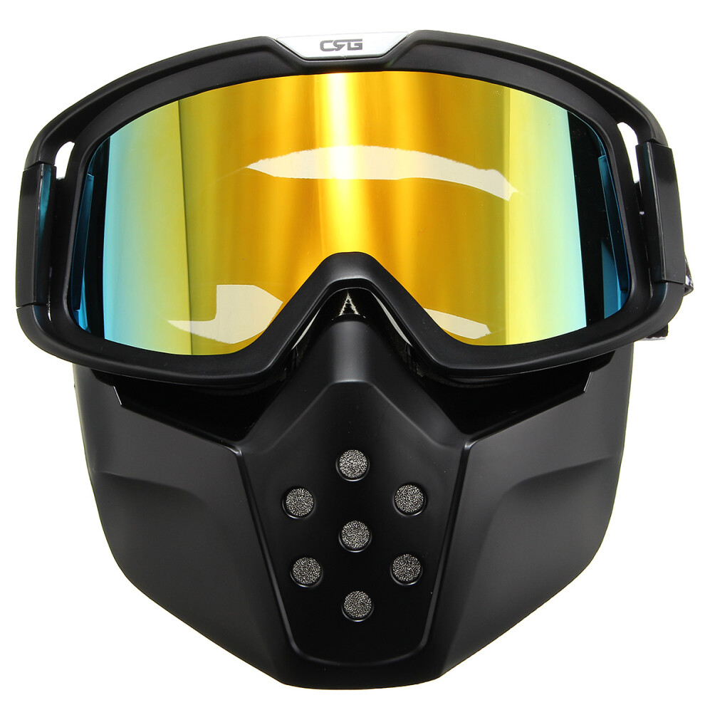 New Motorcycle Helmet Lens Detachable Goggles Modular Face Mask Shield Yellow 762179079842
