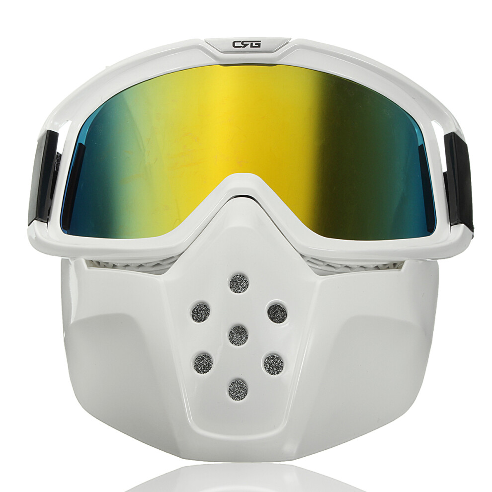 New Detachable Modular Face Mask Shield Goggles Riding Motorcycle Helmet Lens Yellow 762179079859