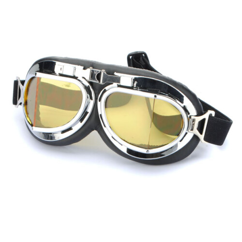 Neuer Motorrad Roller Helm Brille Silberner Rahmen Pilot Stil 1