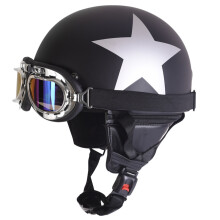 Casco de motocicleta vintage retro nuevo de seguridad con medio casco y visera solar gafas con protección UV