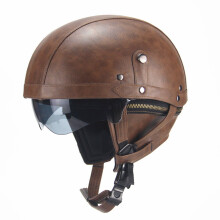 Casco de motocicleta retro nuevo de media cara de PU abierto con visera para moto scooter crucero seguridad
