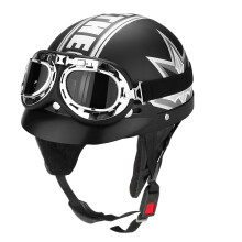 Casco de motocicleta negro nuevo de medio rostro con gafas de protección UV
