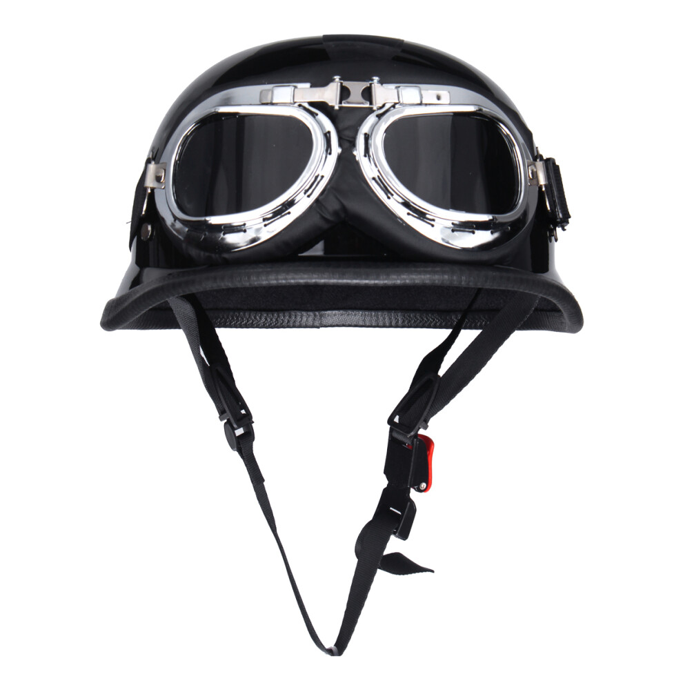 New Retro Vintage Motorcycle Bike Riding Half Face Breathable Helmet With Goggles 762179079439
