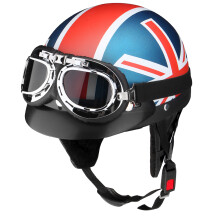 Casco abierto de motocicleta 3/4 de cara con gafas visera solar ajustable