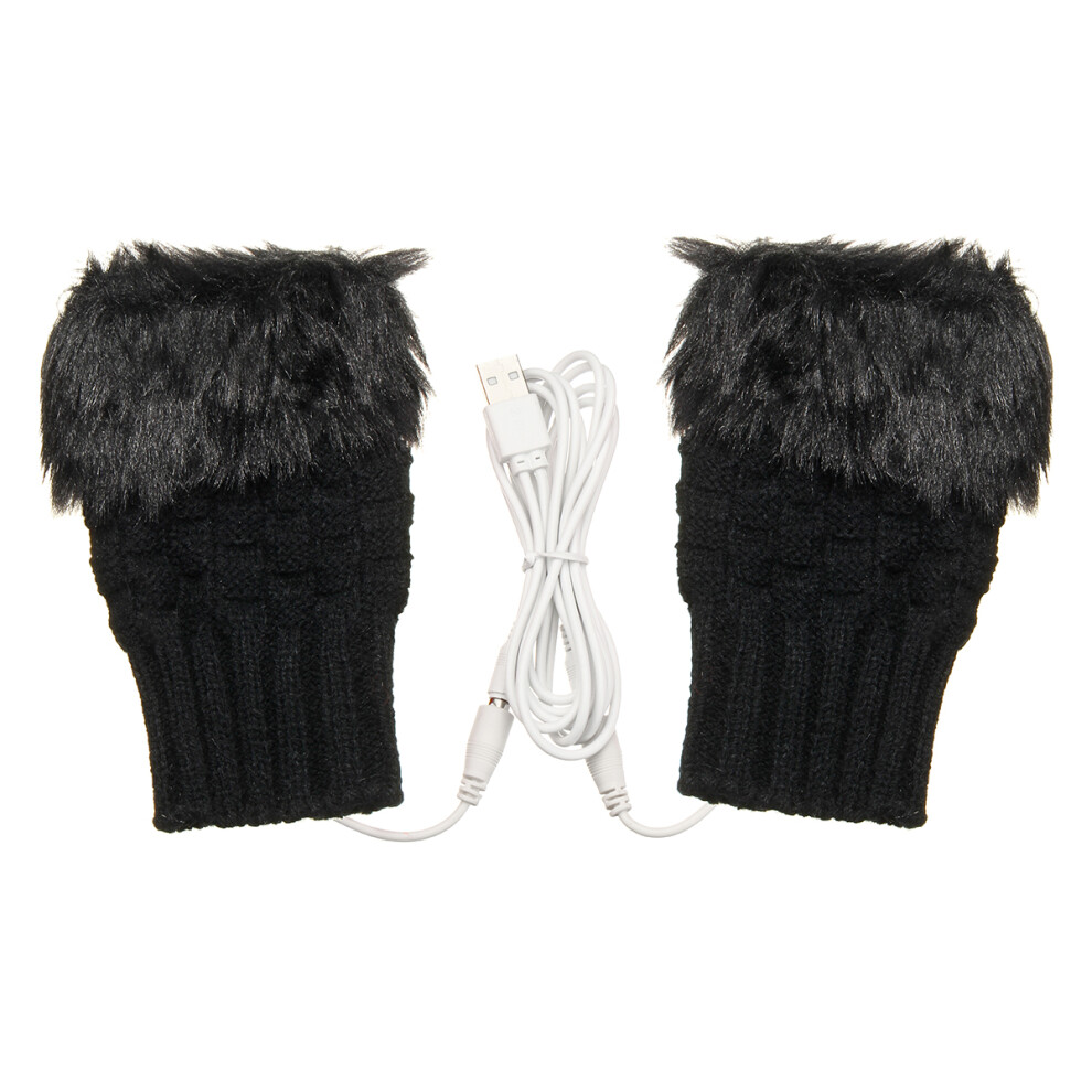 5V Usb Heated Gloves Warmer Hands Knitting Fingerless Electric Office Winter Motorcycle 762179042792