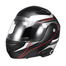 Casco de motocicleta nuevo con Bluetooth + radio FM casco integral antiempañante música estéreo con visera modular abatible y doble lente
