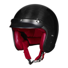 Casco de cara 3/4 actualizado ECE nuevo A500 retro vintage de cuero fibra de carbono para motocicleta moto scooter visor de choque