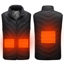 Chaleco con calefacción USB rojo/negro de 5 V para hombres chaqueta sin mangas eléctrica para invierno ropa exterior para senderismo