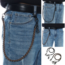 Nuovo portachiavi in pelle PU punk da motociclista, portachiavi per moto, portafoglio in jeans, catena per cintura, gioielli hip-hop