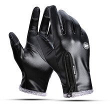 Wasserdichte Touchscreen-Handschuhe Winddicht PU-Leder Winter Warm Mode Unisex Fleece für Outdoor-Sportarten Radfahren Motorradfahren Skifahren W