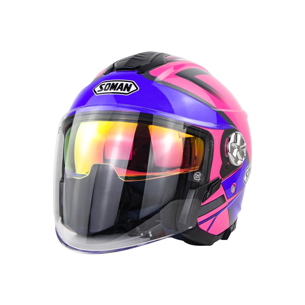Soman Sm519 Ece Open Face Motorcycle Helmet Men Women Dual Lens Casco Electric Scooter Bicycle Half Helmet Chopper 6900072620783