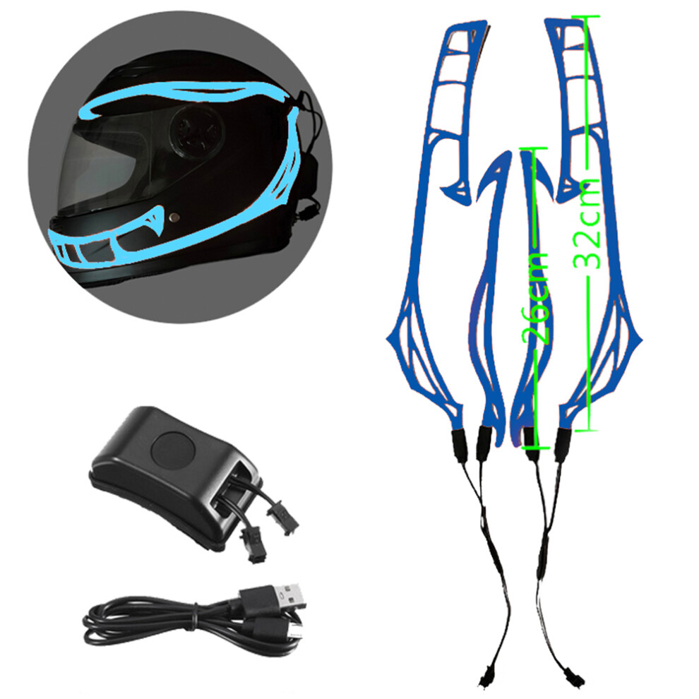 New 4-In-1 Motorcycle Helmet Led Luminous Sticker Night Riding Cold Signal Flashing Strip Helmet Universal Strip Usb Charger Light 762179067603
