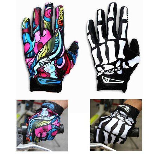 Motorcycle Racing Biker Full Finger Gloves Skeleton Skull Bone 1