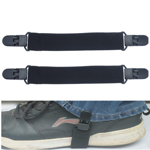 New 2Pcs Elastic Motorcycle Biker Trouser Ends Boot Straps Clips