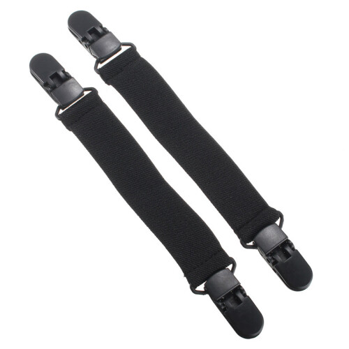 New 2Pcs Elastic Motorcycle Biker Trouser Ends Boot Straps Clips 1