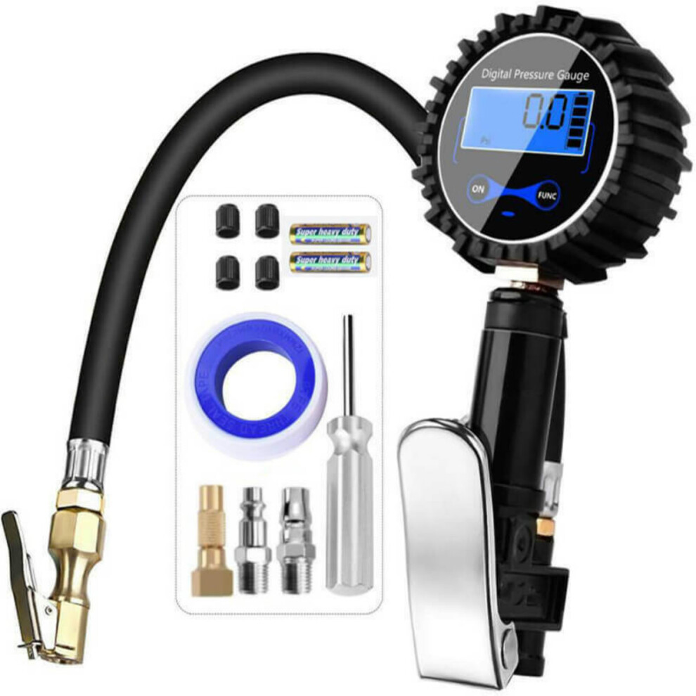 New 200 Psi Digital Tyre Inflator Pressure Gauge For Car Truck Rv Motorcycle Bike 762179079507