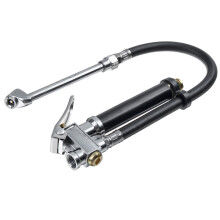 Neuer Dual-Head-Reifenaufblaser-Luftschlauch mit Druckmessgerät für Auto Lkw Schwarz