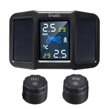 Neue Enusic T400 Solar Power + USB TPMS Wasserdichtes LCD-Display Motorrad Echtzeit-Reifendrucküberwachungssystem Drahtlos mit externem Sensor