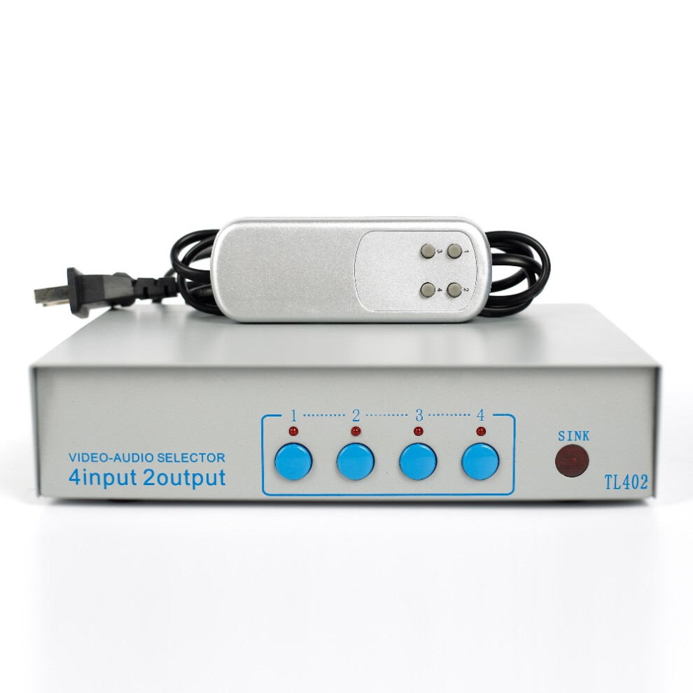 Audio And Video Switcher With Tv Remote Control 4 Way Input 2 Way Output Converter Selector 6901250175958