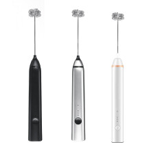 2 in 1 Schneebesen Milchaufschäumer Handheld Elektrisch USB Aufladung 3-Gang Eierbesen Milchaufschäumer