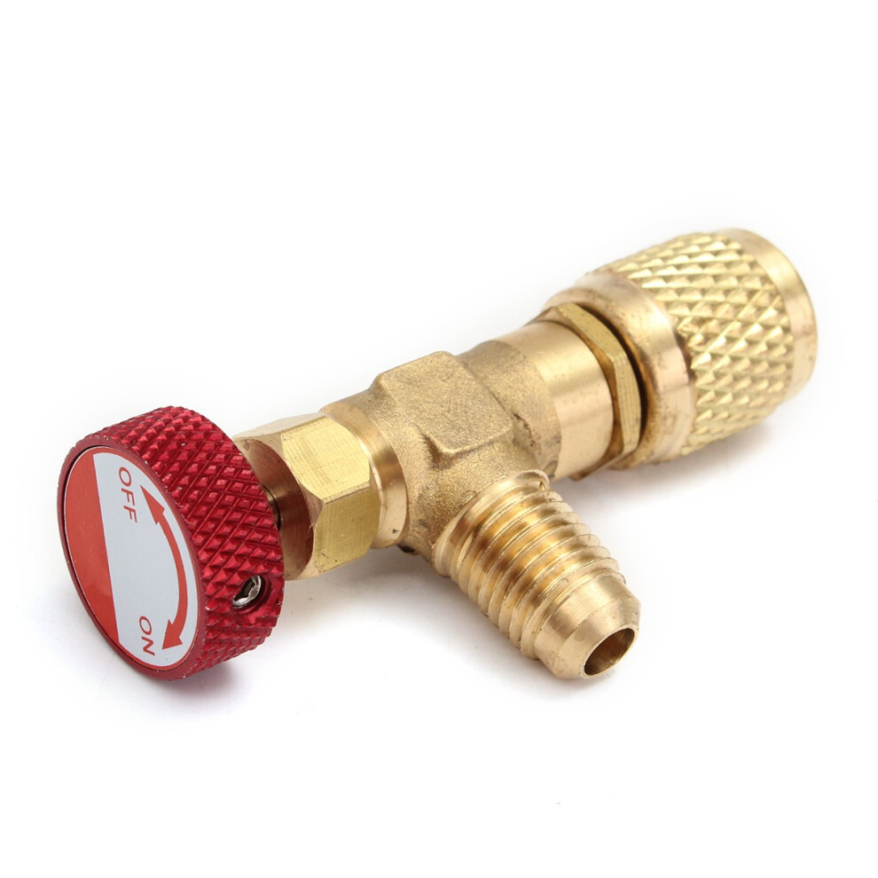 R410a Ac Copper Flow Control Valve Adapter 1/4 To 5/16 For Refrigerant Charging Hose Gold 6901249558496