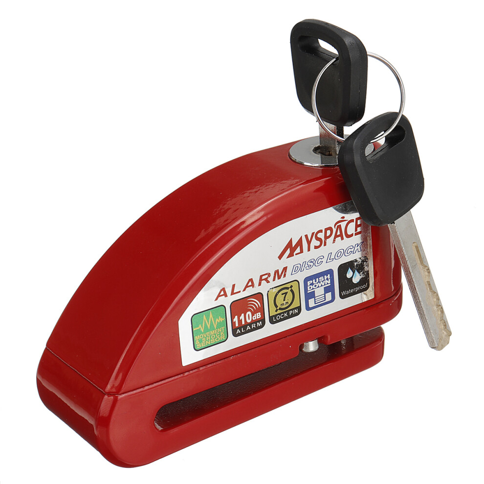 New 110Db Motorcycle Wheel Alarm Disc Brake Lock Metal Security Anti-Theft 762179072430