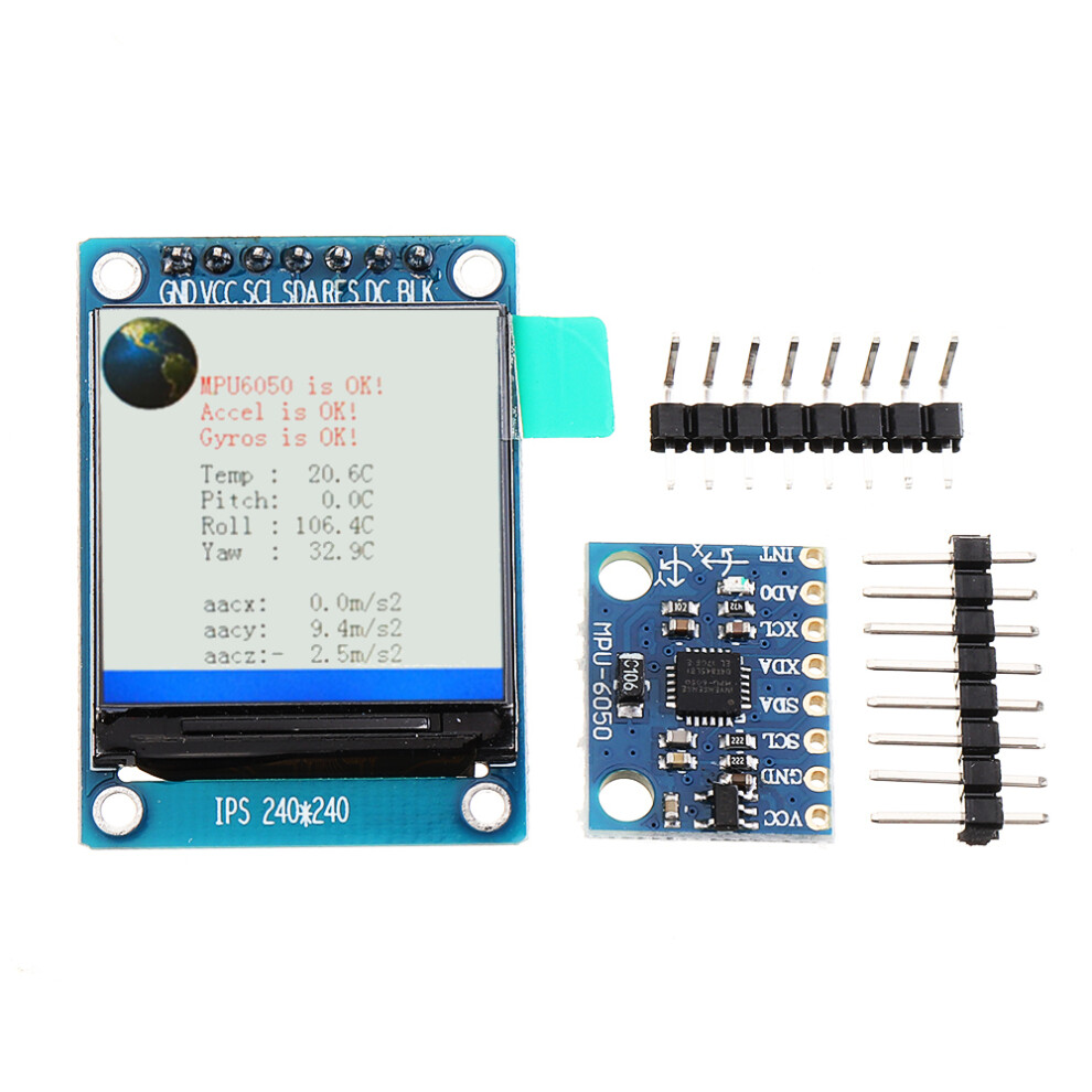 Iic I2c Gy-521 Mpu-6050 Mpu6050 3-Axis Analog Gyroscope Sensors Accelerometer + 1.3 Inch Lcd Module 3-5V Dc 7501768373441