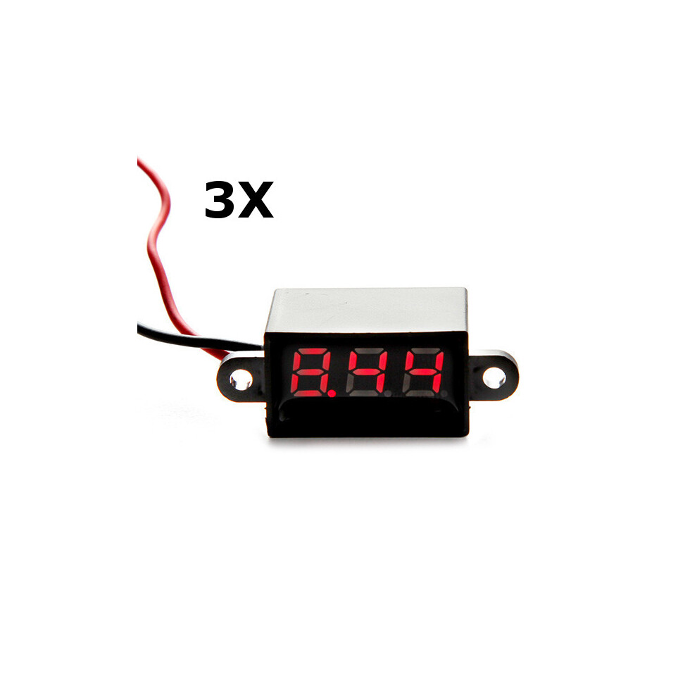 3Pcs Red Led 0.28 Inch Mini Waterproof Volt Meterr 3.5-30V Digital Voltage Tester Meter 312588142592