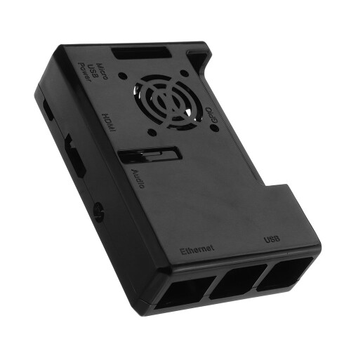 Caixa Exclouse Preta em ABS com Orifício para Ventoinha para Raspberry PI 3 Modelo B+ 1
