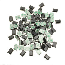 100 Pcs Clipes de Montagem de Cabo Retangulares em Plástico Preto com Fita Adesiva