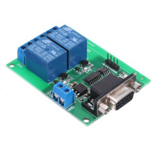 DC 12 V 2-kanavainen RS232-relemoduulilauta kauko-ohjauksella USB PC UART COM sarjaportit älykotiin