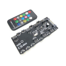 Controlador de arrefecimento 4PIN ARGB 5V 3-pinos 7-bit 2-em-1 com controlo remoto para controlo do ventilador da CPU