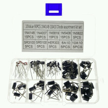 90 Stück 10 Werte 1N4148–10A10 1N4007 1N5819 1N5408 1N5822 SR3100 SR5100 HER303 6A10 Gleichrichterdiode Brücken Sortiment Set