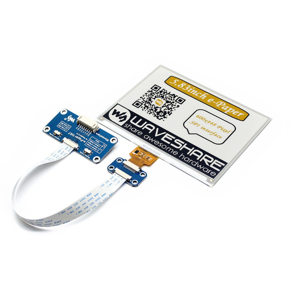 Waveshare 5.83 Inch Electronic Ink Screen E-Paper 648480 Resolution Yellow Black White Three-Color E-Paper Hat Kit 6906141507184