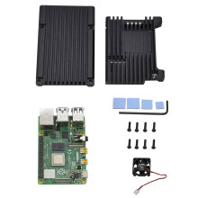 Raspberry Pi 4 Modello B 4G RAM + Custodia protettiva in lega di alluminio CNC + Ventola di raffreddamento + Alimentatore 5V 3A Spina EU Kit fai