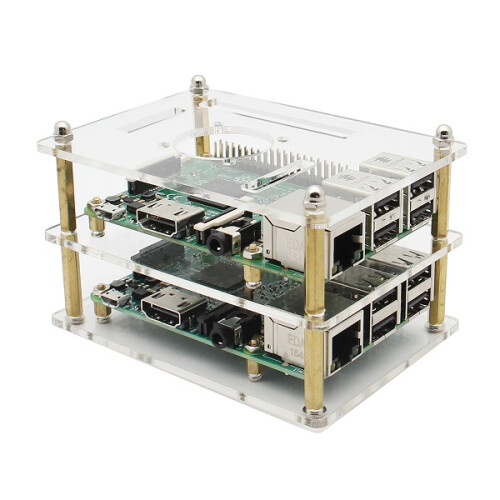 Capa de Acrílico de Dupla Camada para Raspberry Pi 3 Modelo B 2B e B+ Versão V35 com Parafusos