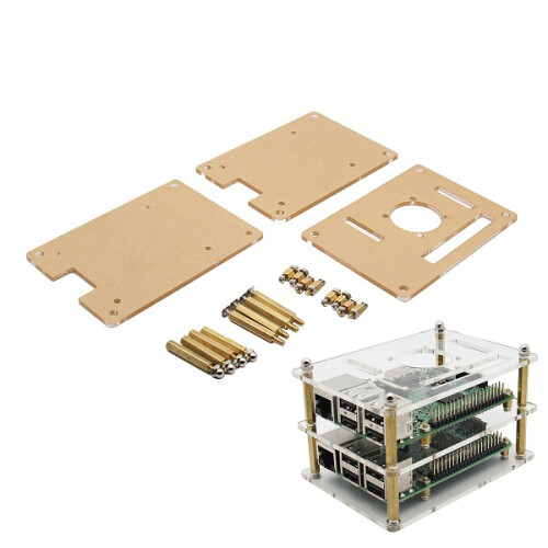 Capa de Acrílico de Dupla Camada para Raspberry Pi 3 Modelo B 2B e B+ Versão V35 com Parafusos 2