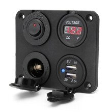 Neuer Dual-USB-Adapter-Ladegerät & Steckdosen & Digitalvoltmeter & Schaltpanel
