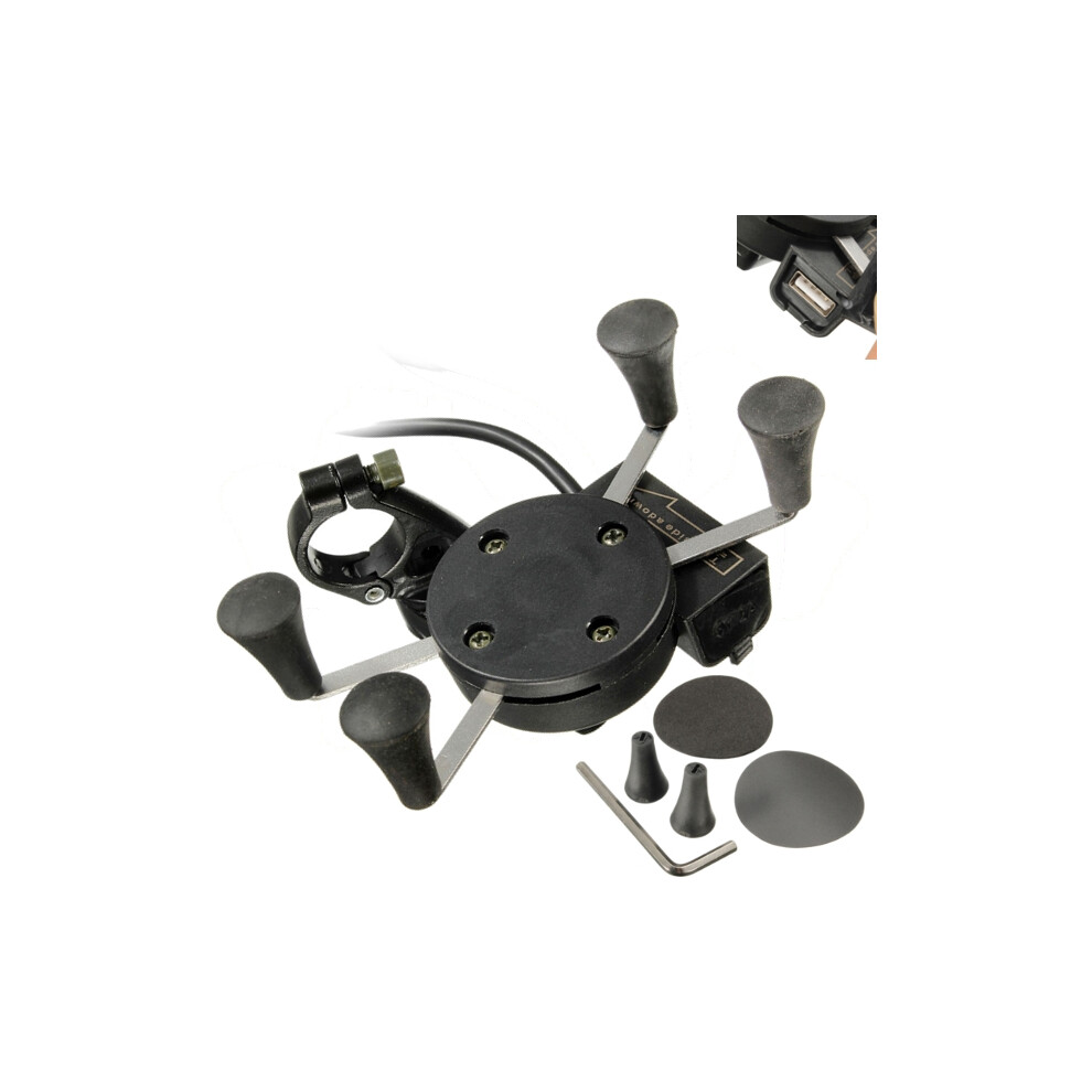 New 3.5-6.5Inch 2A Quick Charge Phone Gps Handlebar Holder X-Style Motorcycle Car Usb Port 762179066217
