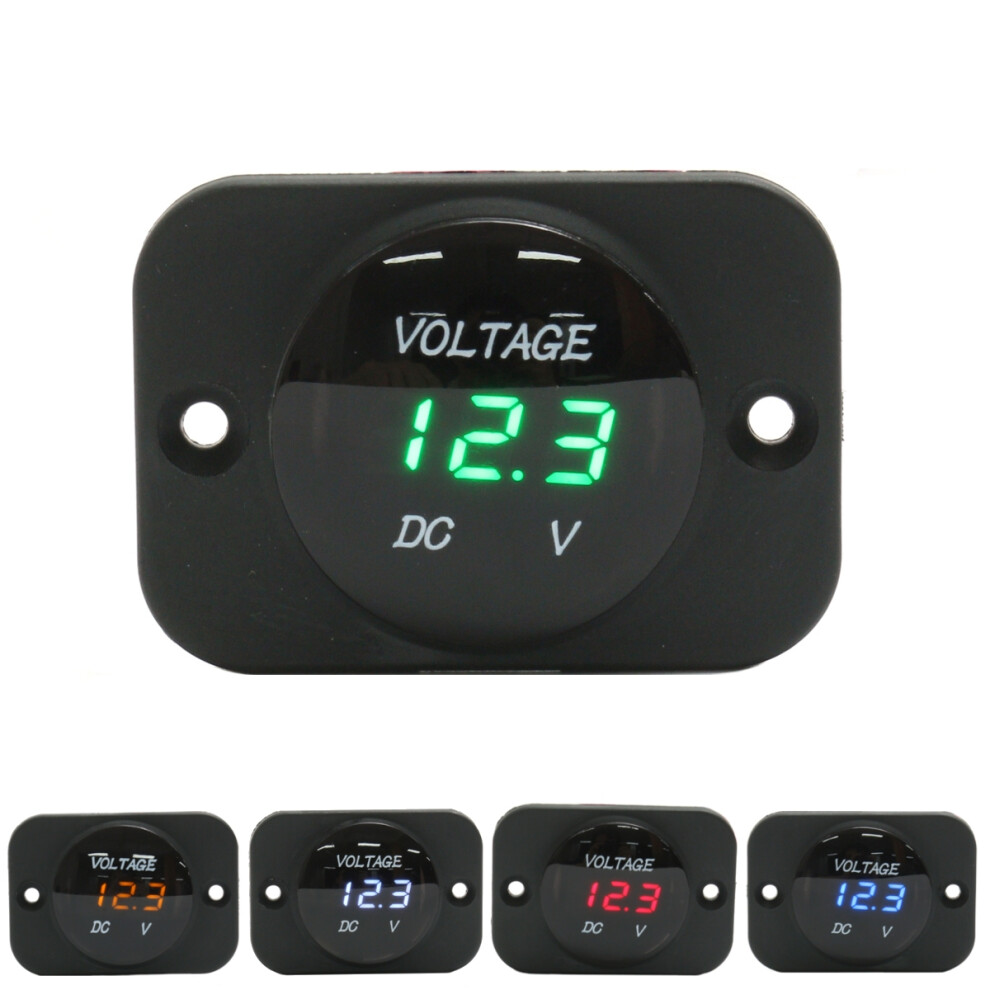 12V-24V Waterproof Led Volt Meterr Voltage Meter Gauge For Car Motorcycle Boat Marine 762179039884