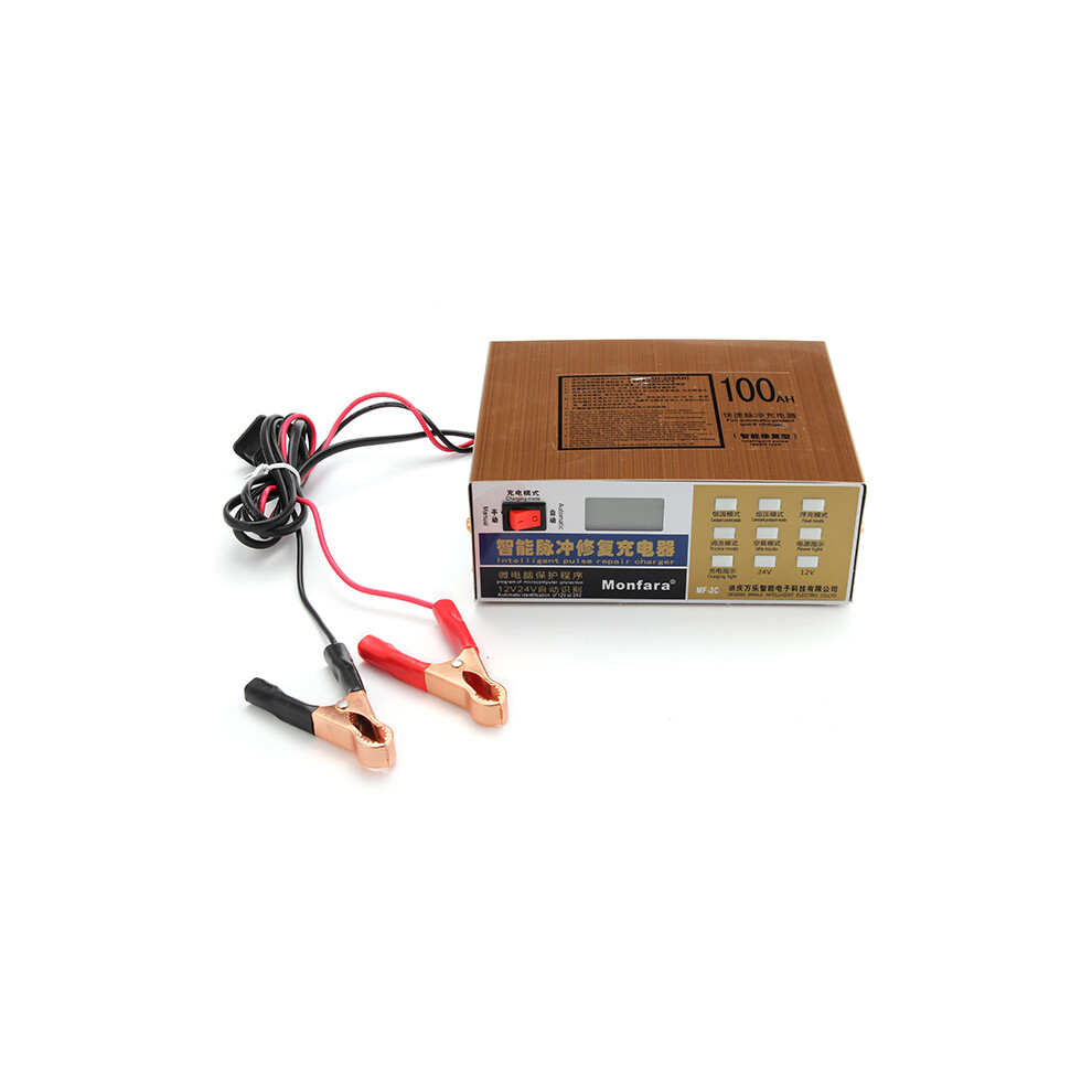 New 12V 24V 6Ah-200Ah Motorcycle Car Truck Digital Battery Charger With Pure Copper Pulse Repair 762179089827