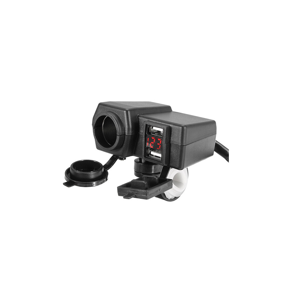 12V/24V 3.1A Waterproof Motorcycle Dual Usb Charger Led Volt Meter Voltmetersocket 762179047919