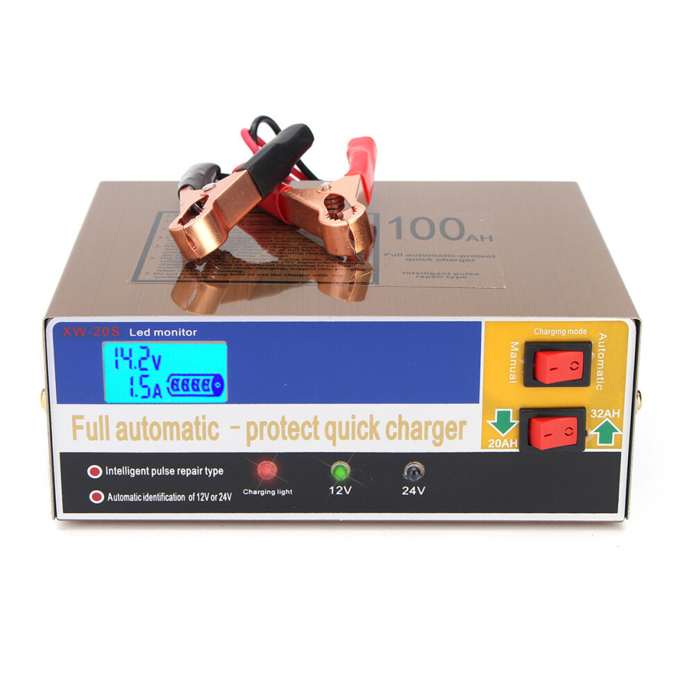New 110V 12V/24V 100Ah Electric Battery Charger Intelligent Pulse Repair Type 762179088974