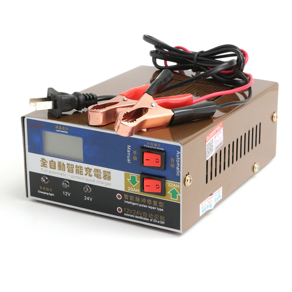 New 12V/24V 100Ah Car Motorcycle Battery Charger Intelligent Pulse Repair Smart 762179079392