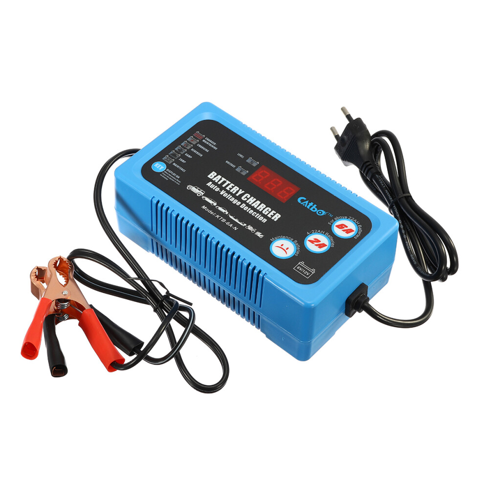 New 6V/12V Lcd Display Lead Acid Battery Charger Maintain Automatic Intelligent Pulse Repair 762179078401