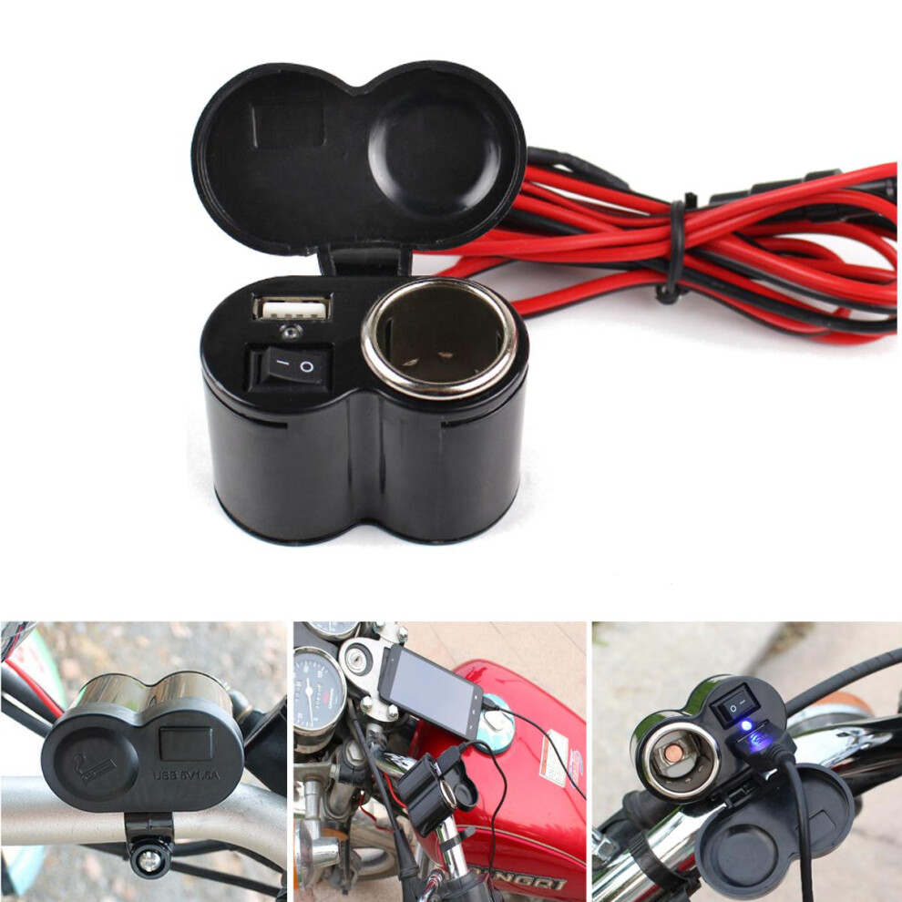 12V-24V Motorcycle E-Bike Usb Charger Socket With On-Off Button 762179031550