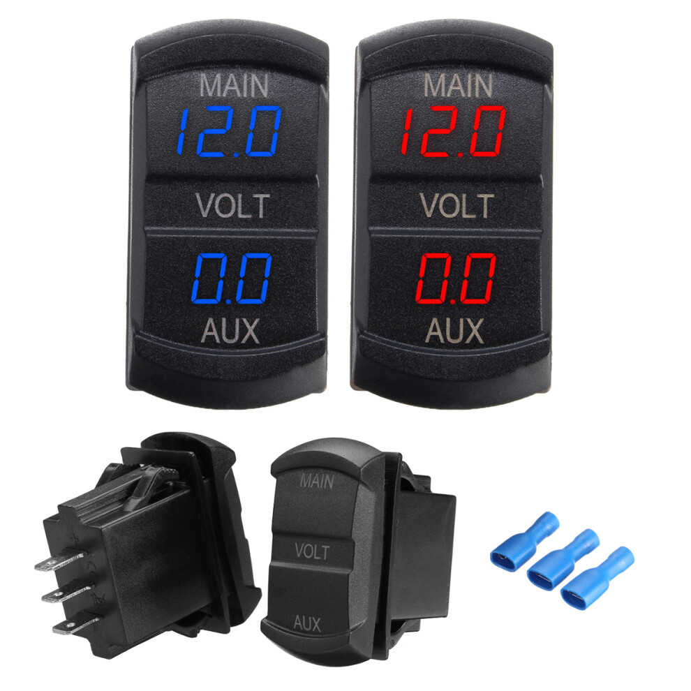 10-60V Led Dual Voltmeter Voltage Gauge Digital Panel Dashboard Car Boat Marine 762179056140