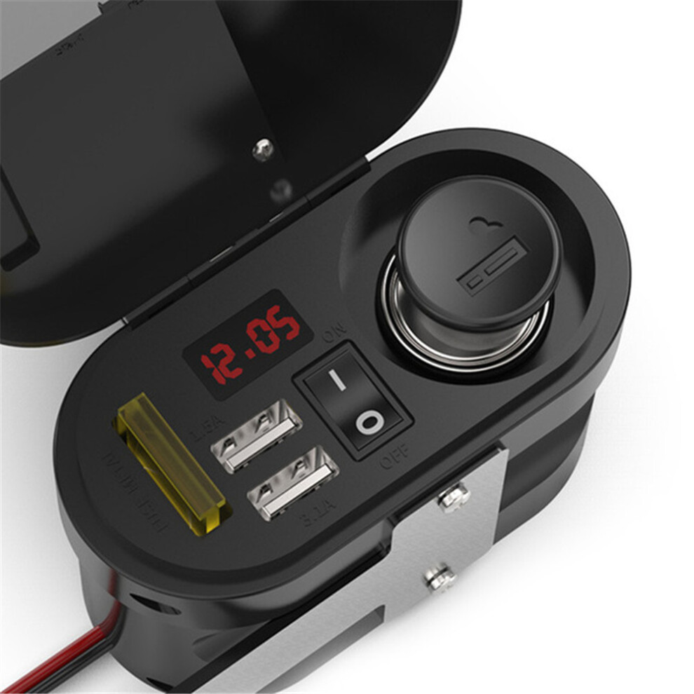 New 12V-24V 3.1A Motorcycle Waterproof Charger With Clock Dual Usb Car Voltmeter 762179077732